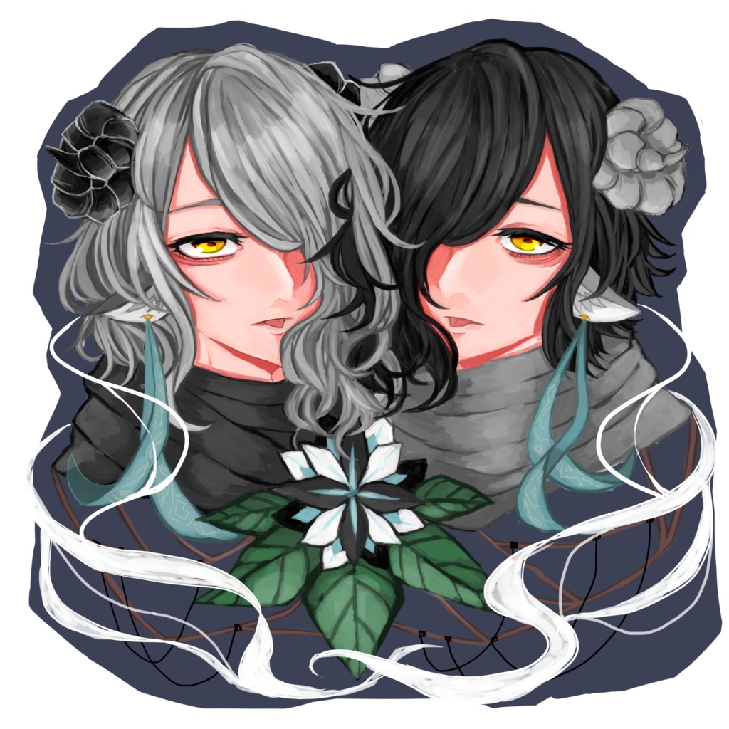 羊の白と黒　アクリルキーホルダー