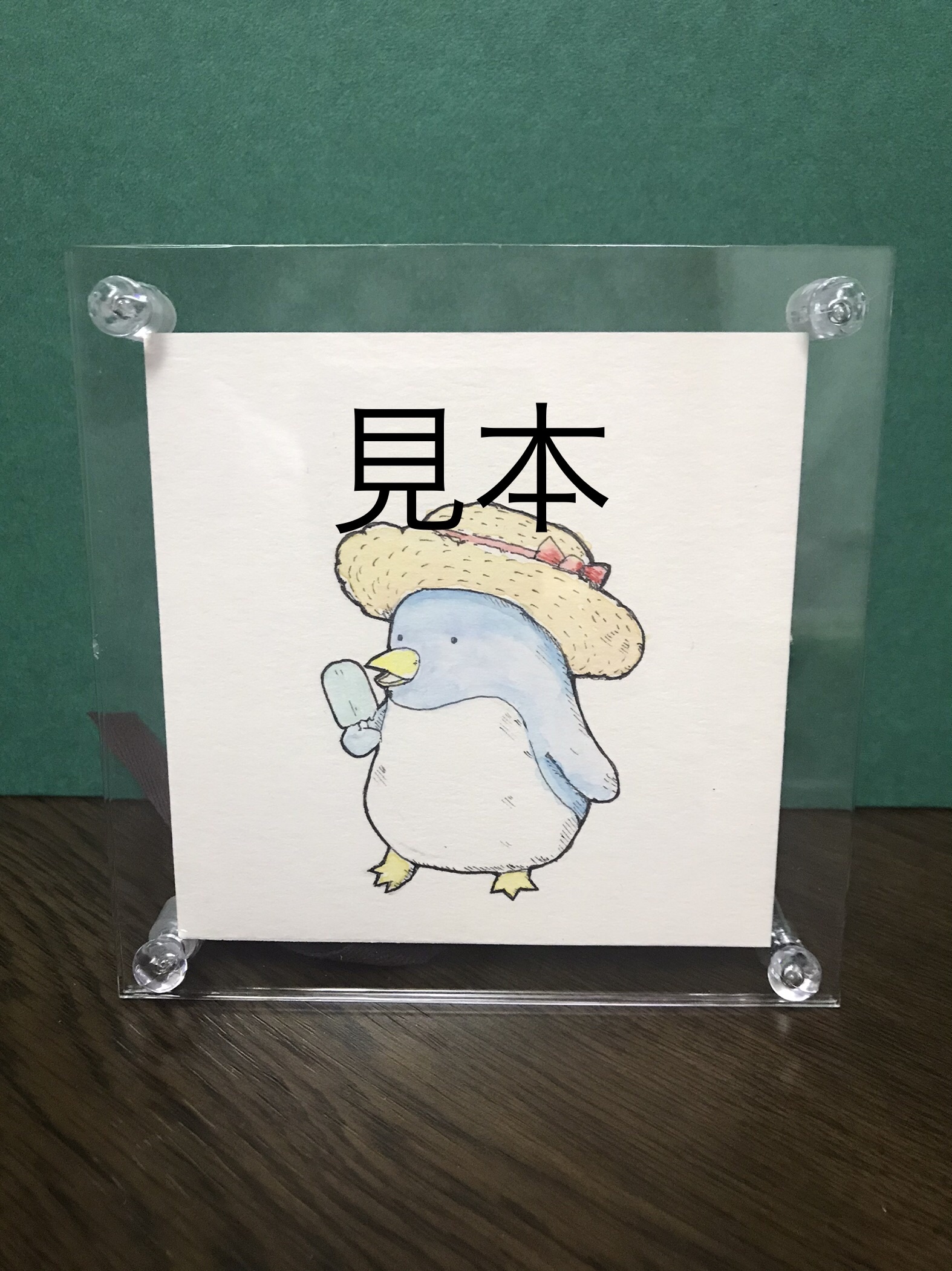 手描きイラスト オリジナル 創作 原画 赤 白 黒 デフォルメ オッドアイ 