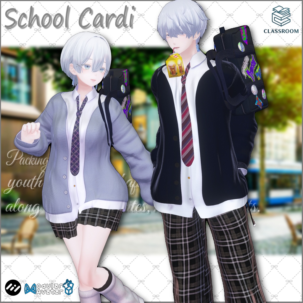 『無料あり』【男女14アバター対応】SchoolCardi ラフな制服コーデ