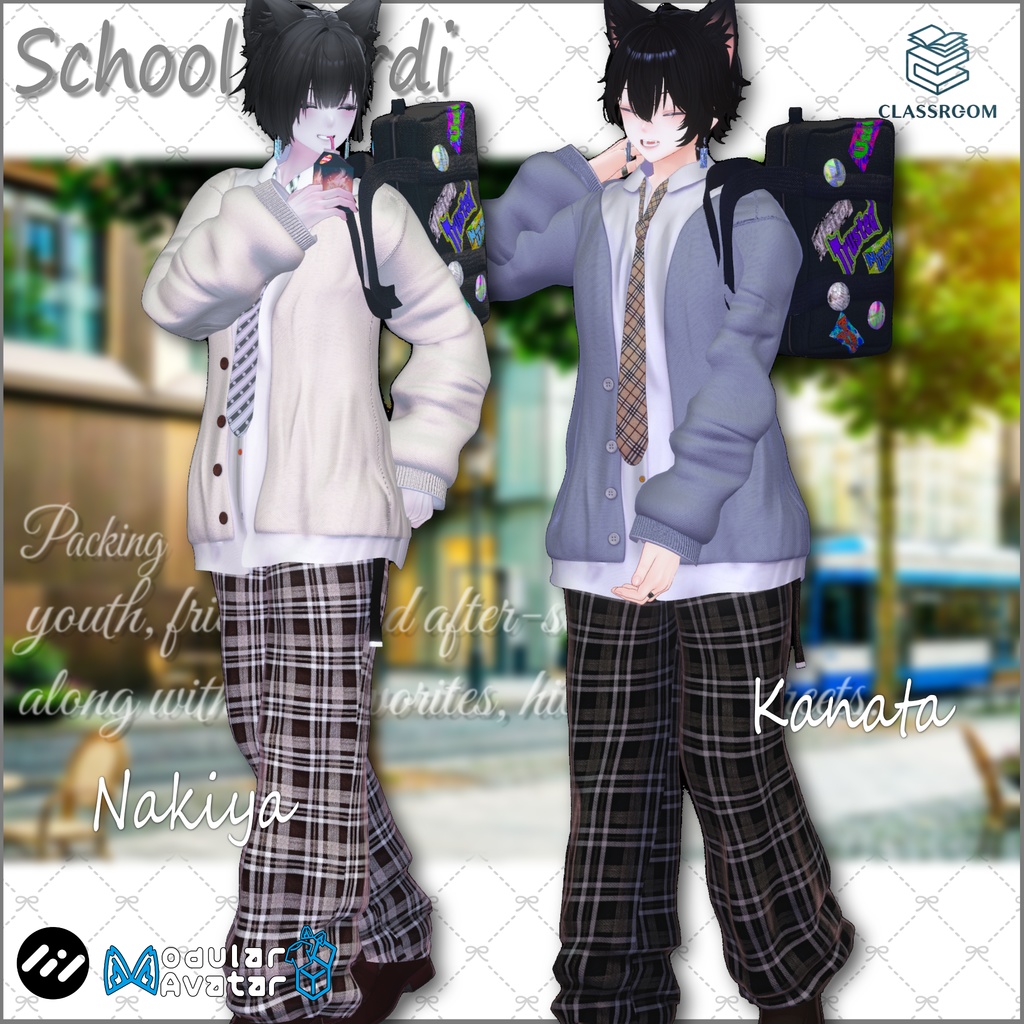 『無料あり』【男女14アバター対応】SchoolCardi ラフな制服コーデ