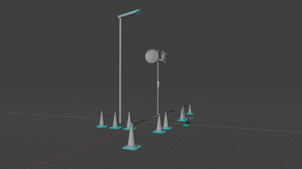三角コーン 街灯 カーブミラー セット