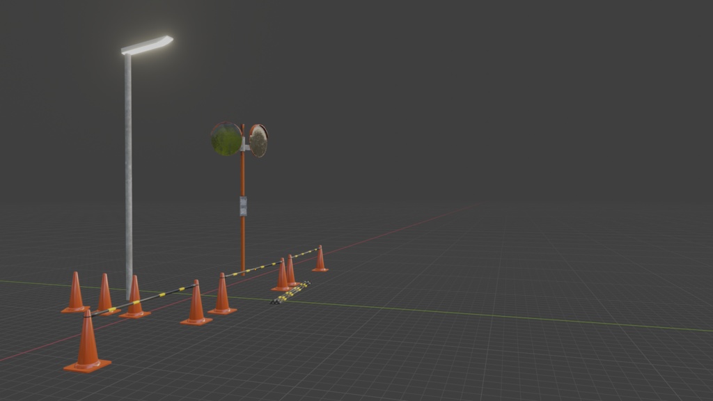 三角コーン 街灯 カーブミラー セット