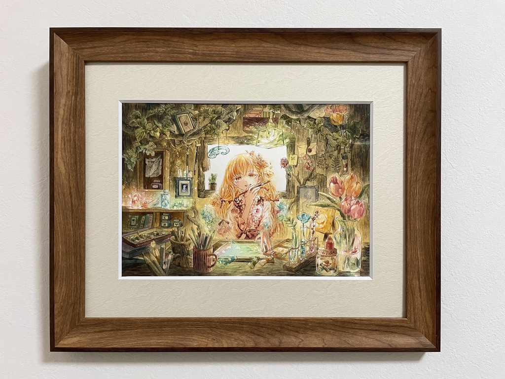 【額装原画】花宿りの部屋