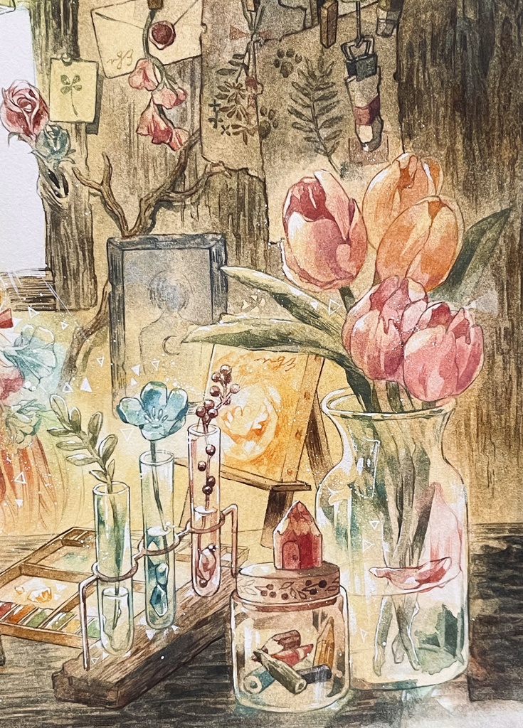 【額装原画】花宿りの部屋