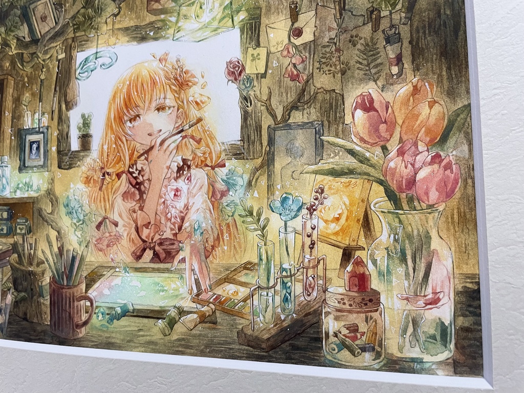 【額装原画】花宿りの部屋