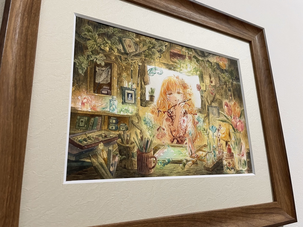 【額装原画】花宿りの部屋