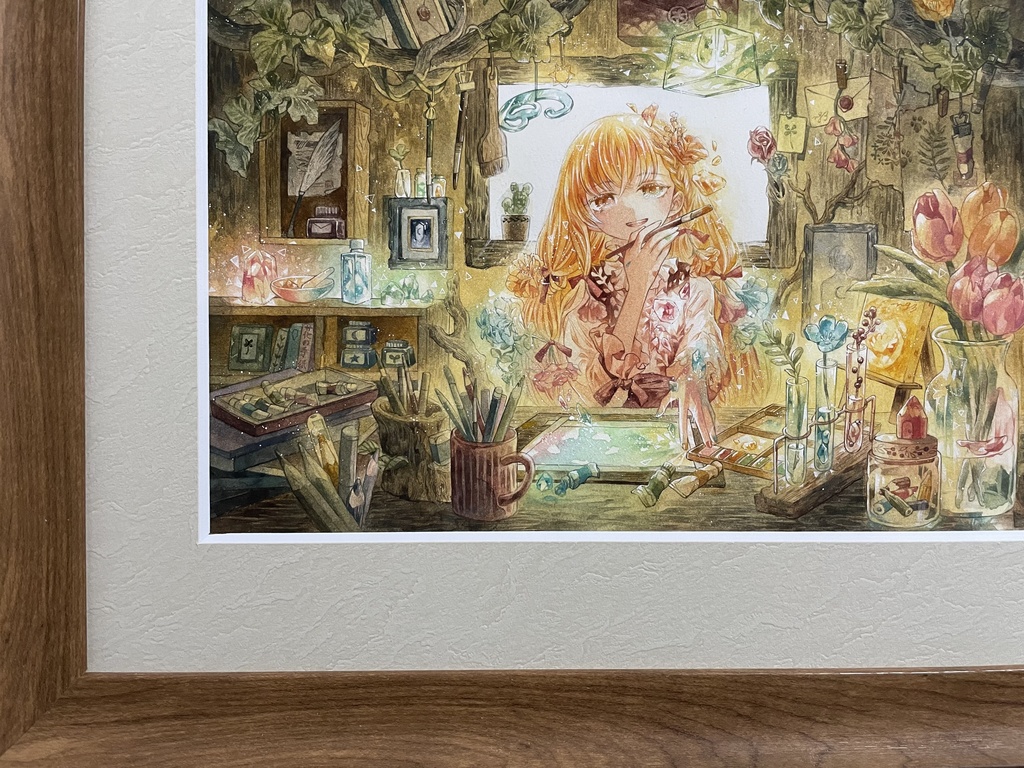 【額装原画】花宿りの部屋