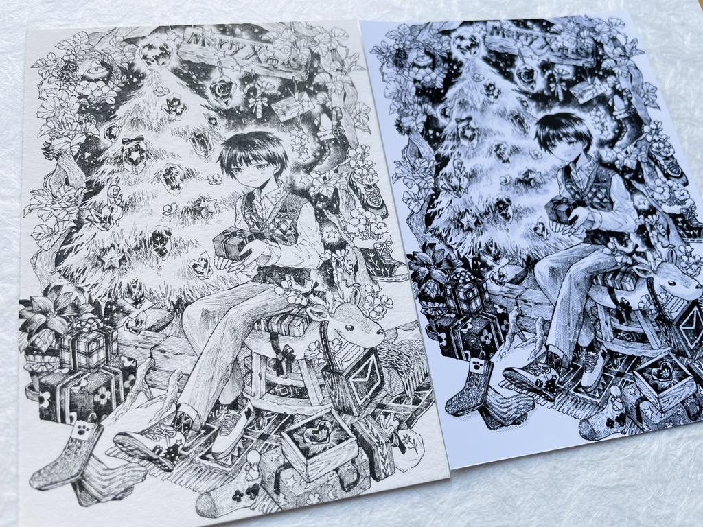 【フレームレス原画】ペン画_イラストカード付き