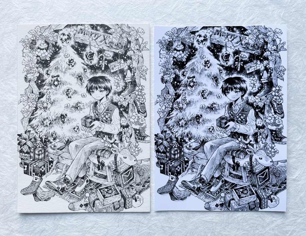 【フレームレス原画】ペン画_イラストカード付き