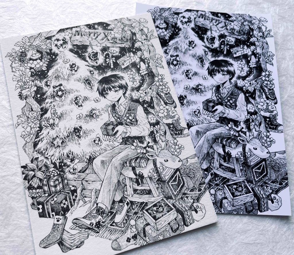 【フレームレス原画】ペン画_イラストカード付き