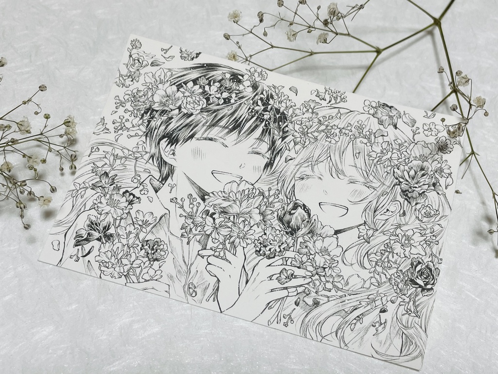 【フレームレス原画】話に花が咲く