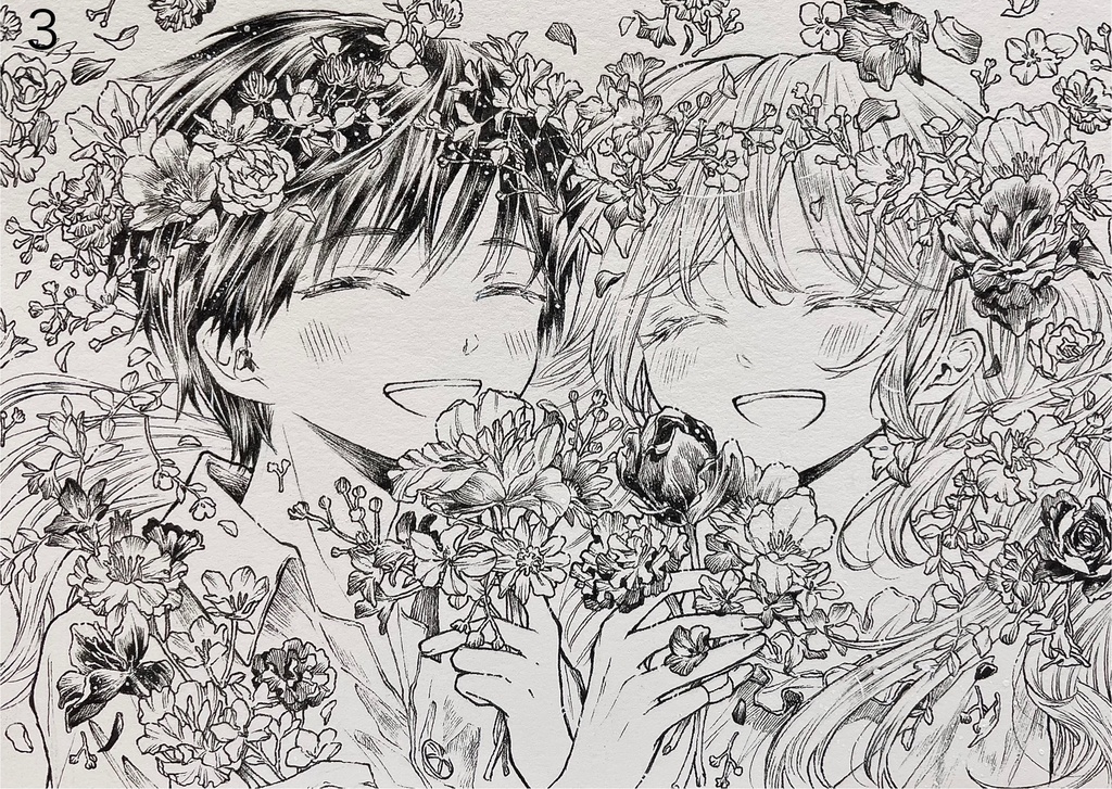 【フレームレス原画】話に花が咲く