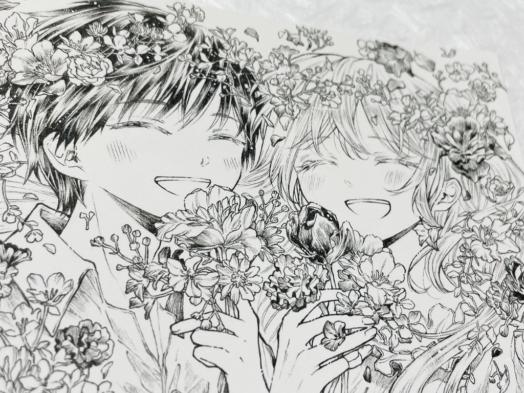 【フレームレス原画】話に花が咲く