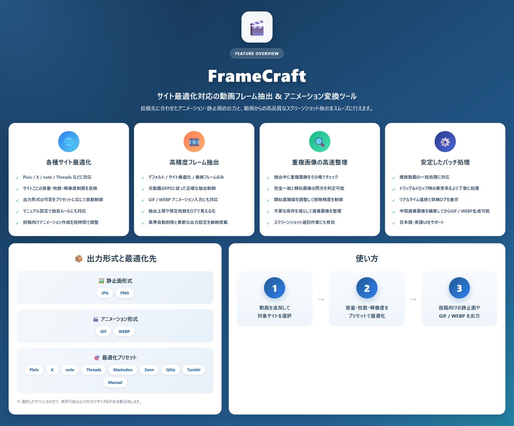 フレーム抽出 & アニメ変換ツール:Frame Craft