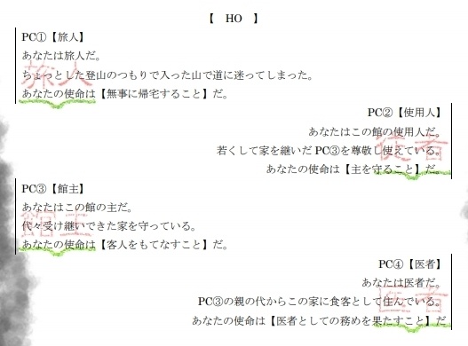 4人用インセインシナリオ「ひとにあらず」