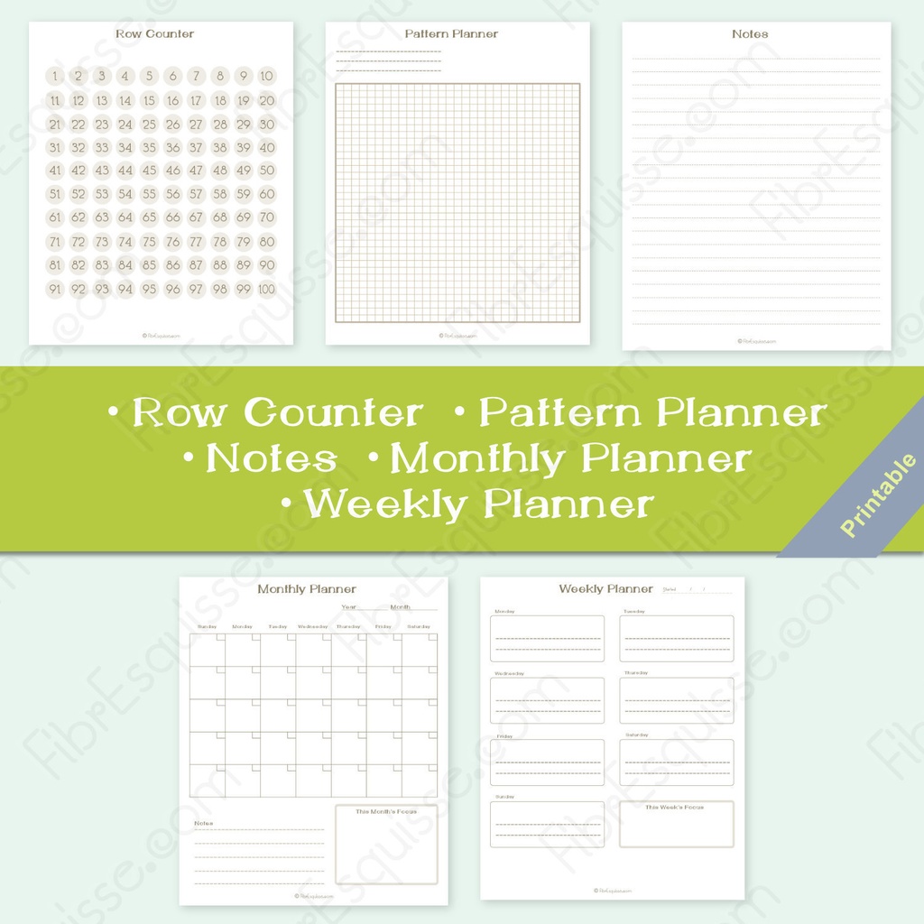 編み物好きさん必携*プランナーテンプレート:プリント用