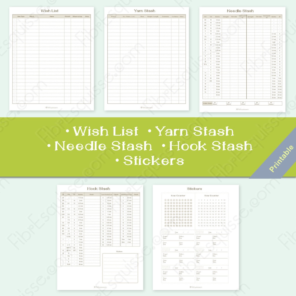編み物好きさん必携*プランナーテンプレート:プリント用