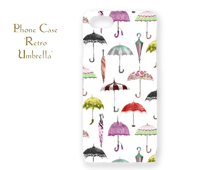レトロな傘のスマホケースB
