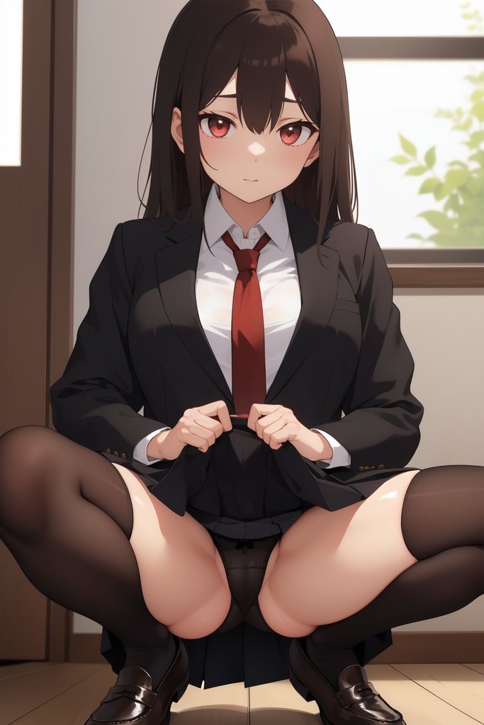 黒髪JKのしゃがみパンチラコレクション