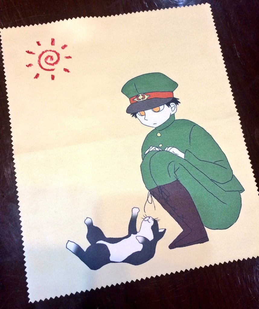 田噛と戯れる猫のメガネ拭き