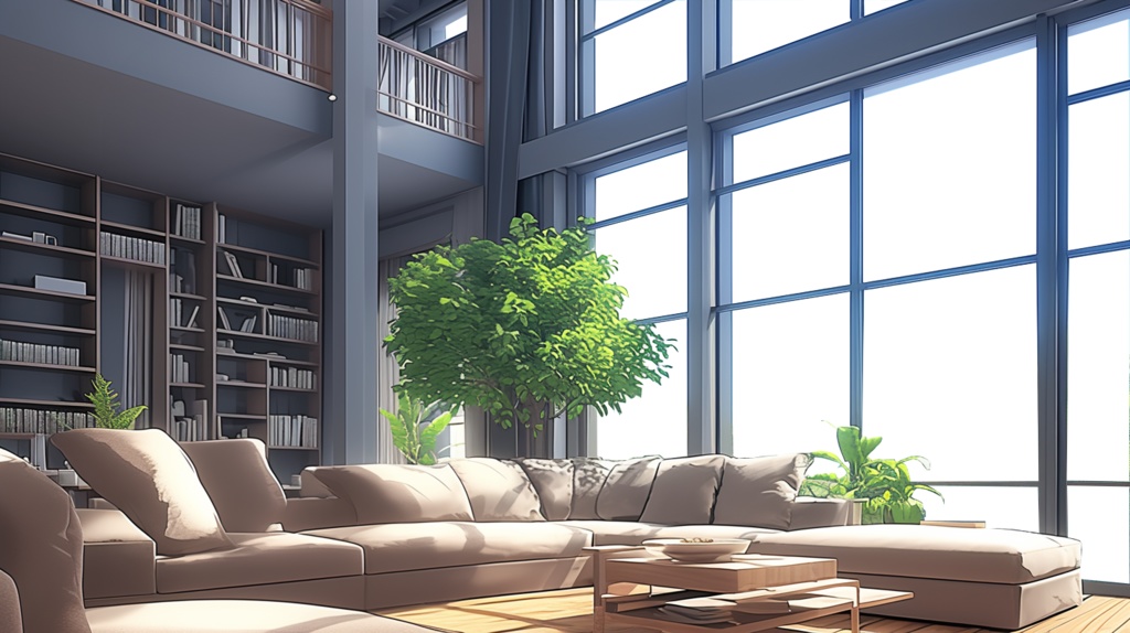 【透過素材】窓だけ透過リビング8枚