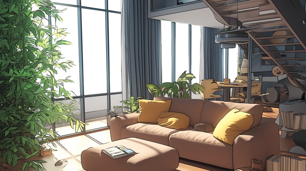 【透過素材】窓だけ透過リビング8枚