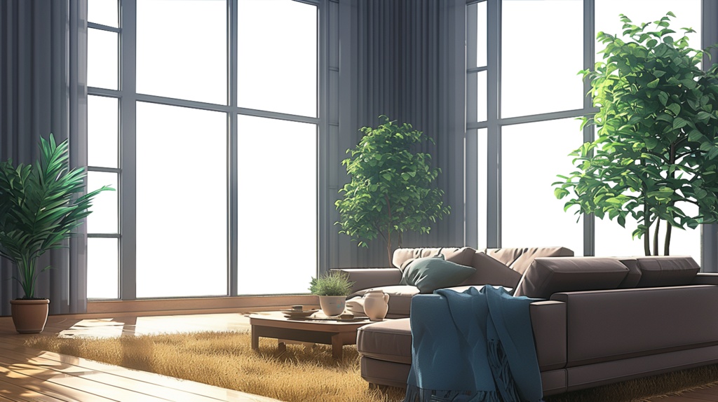 【透過素材】窓だけ透過リビング8枚