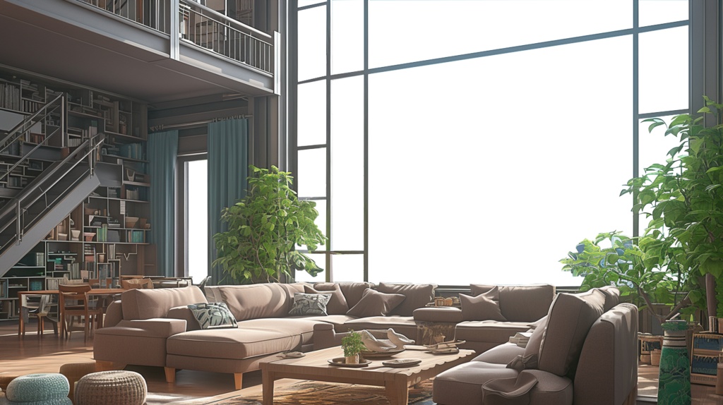 【透過素材】窓だけ透過リビング8枚