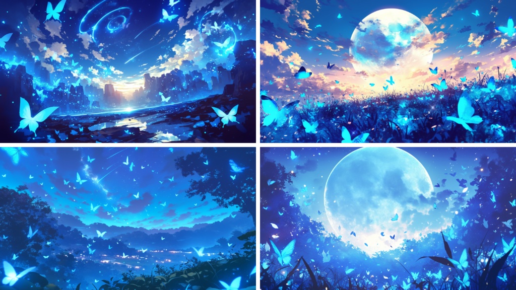 【フリー素材】空に舞う青いチョウ