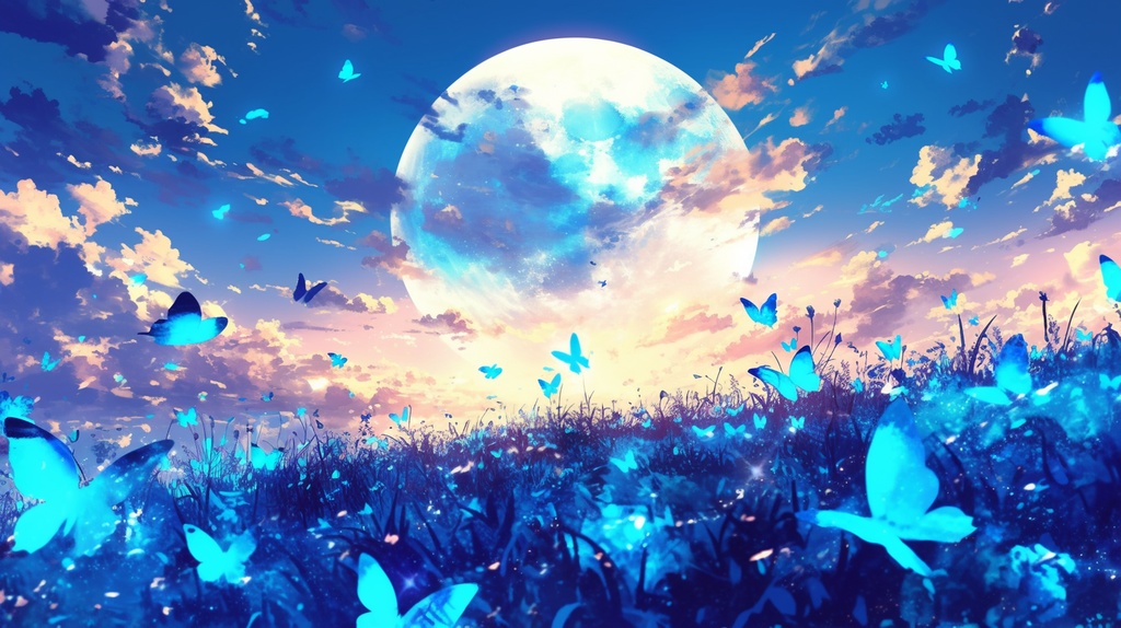 【フリー素材】空に舞う青いチョウ