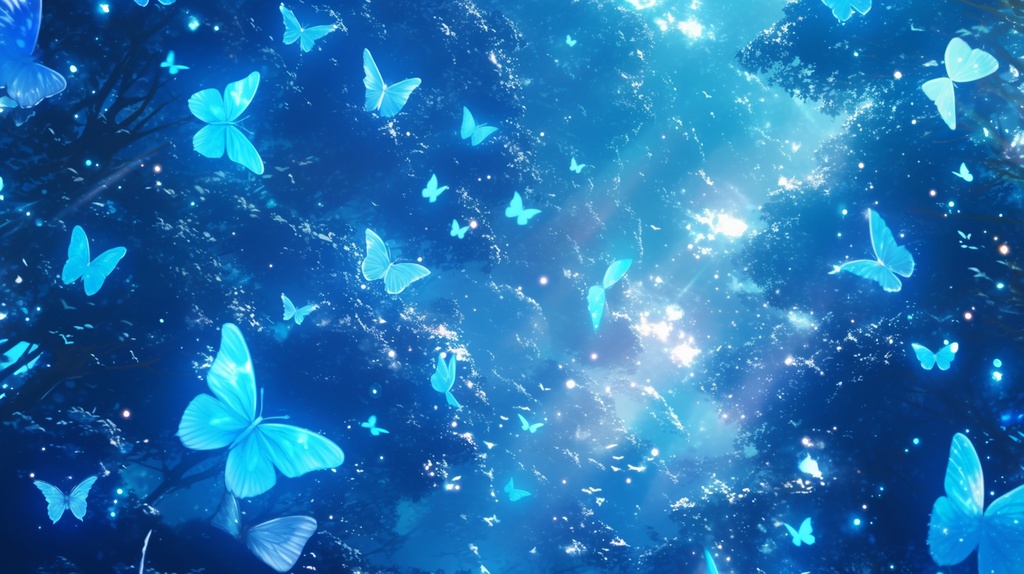 【フリー素材】空に舞う青いチョウ