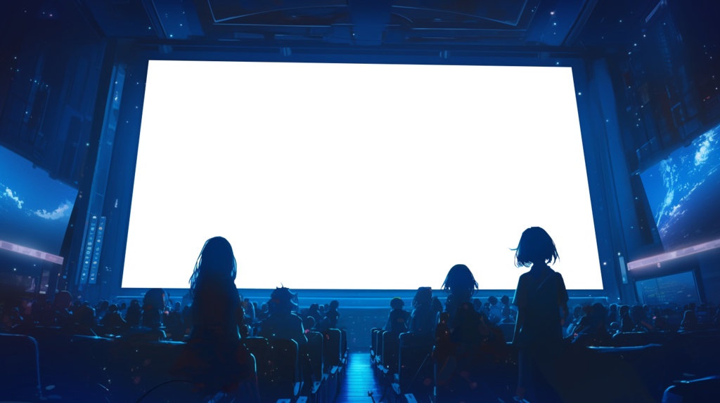 【透過素材】スクリーンだけ透過映画館(観客あり)6枚