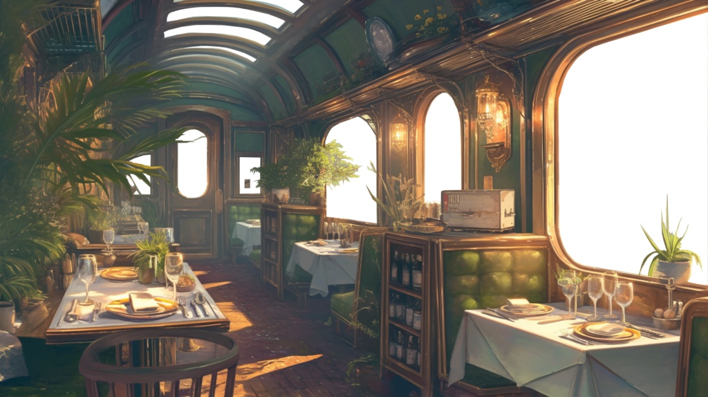 【透過素材】窓だけ透過レストラン列車8枚