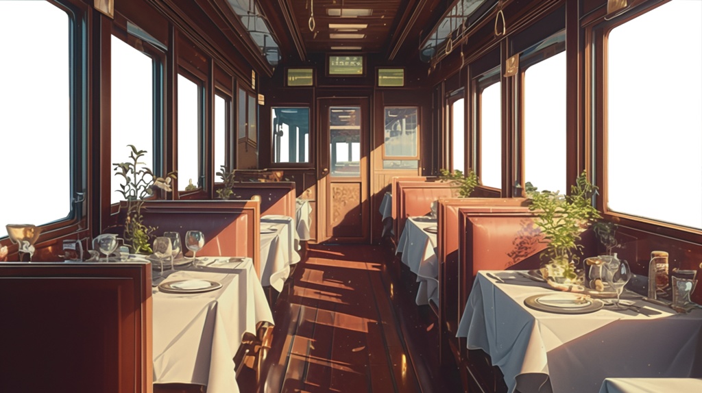 【透過素材】窓だけ透過レストラン列車8枚