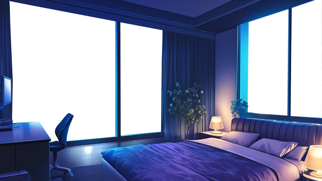 【透過素材】窓だけ透過ホテルの様な部屋8枚