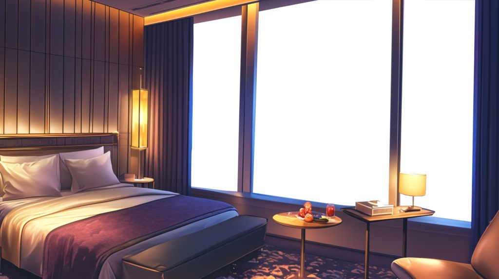 【透過素材】窓だけ透過ホテルの様な部屋8枚