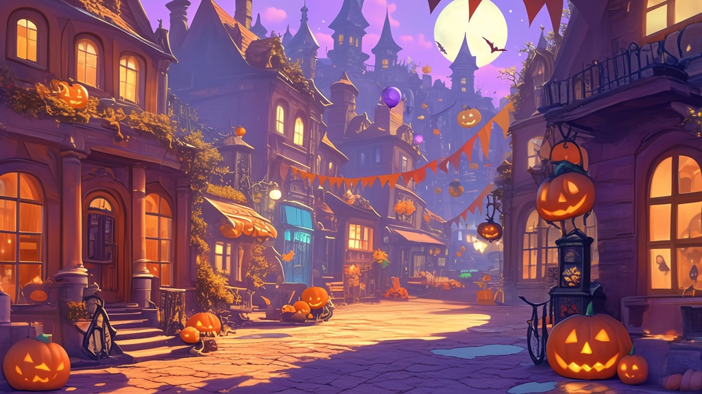 【フリー素材】ハロウィン街並み