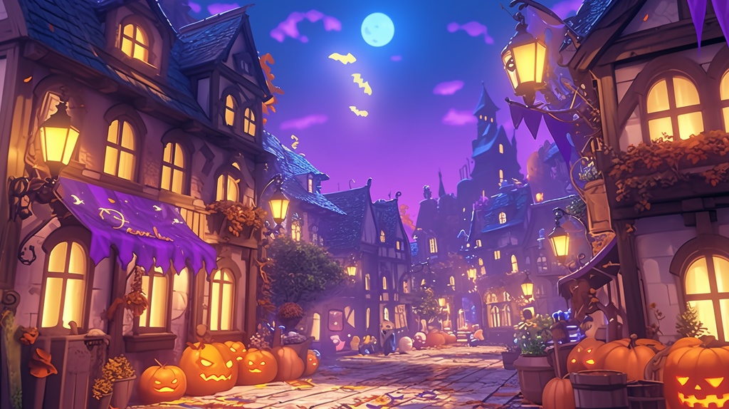 【フリー素材】ハロウィン街並み