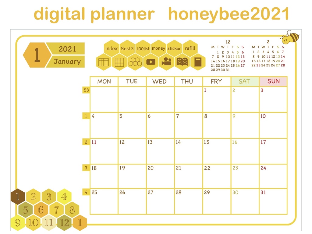 デジタルプランナー　『honeybee2021』　（GoodNotes専用）