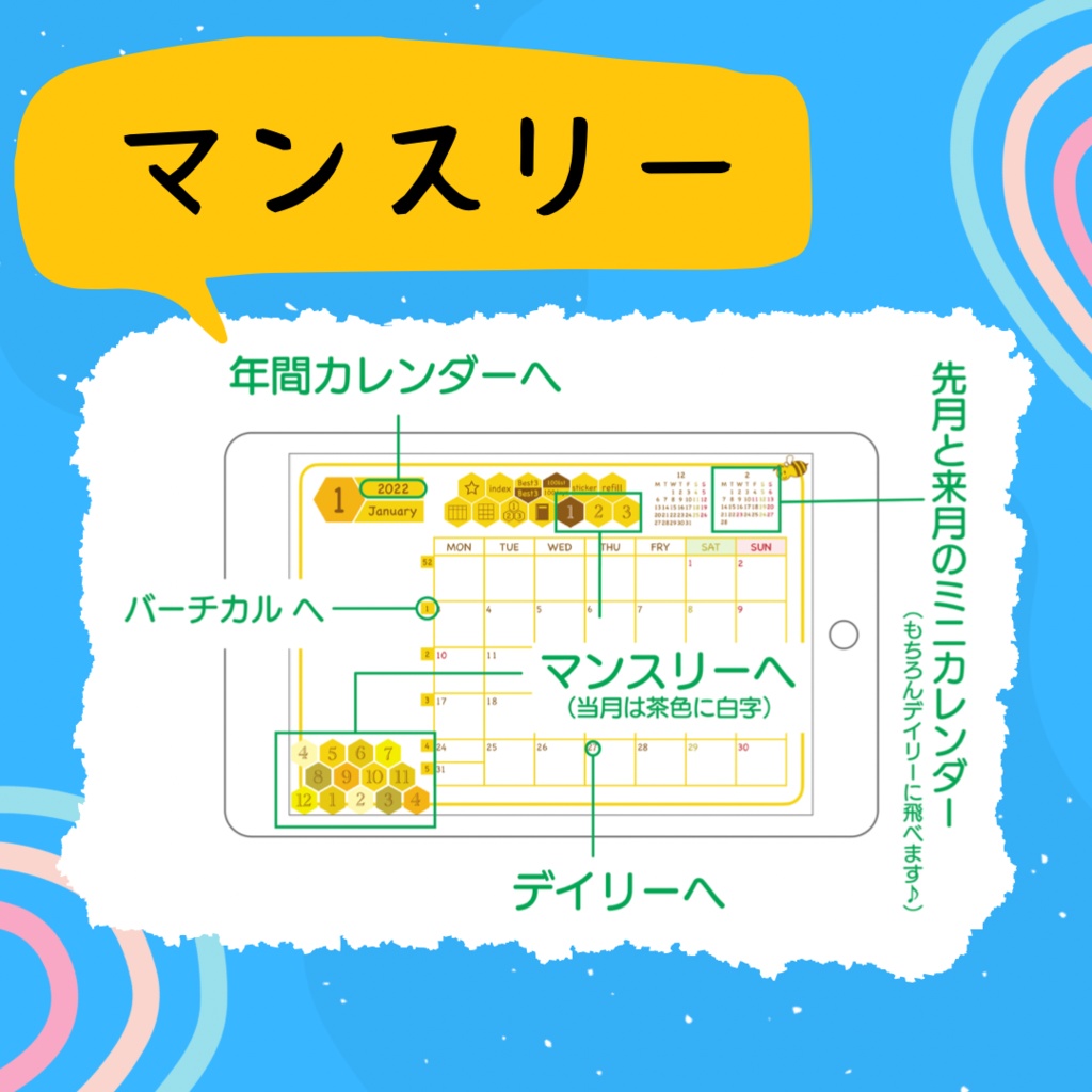 デジタルプランナー 『honey bee 2022』(Noteshelf版)