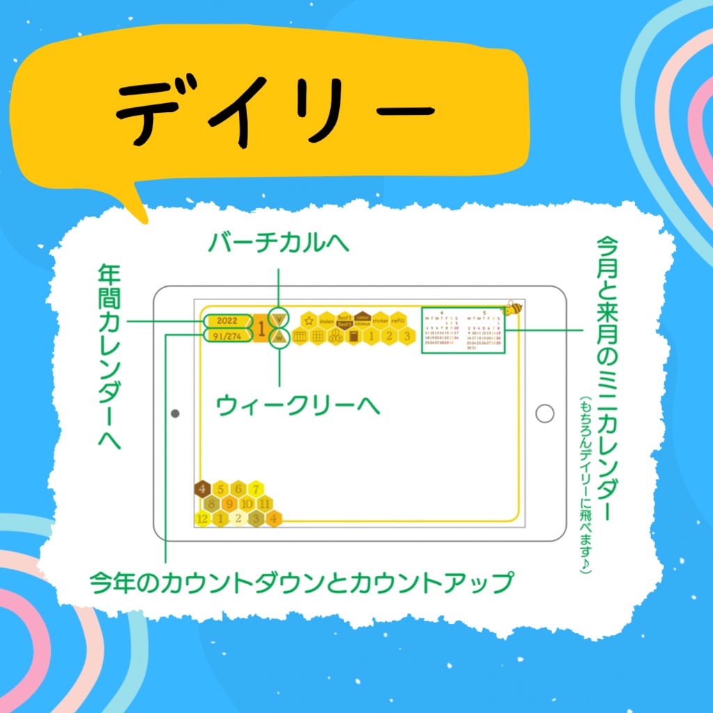 デジタルプランナー 『honey bee2022』(GoodNotes版)