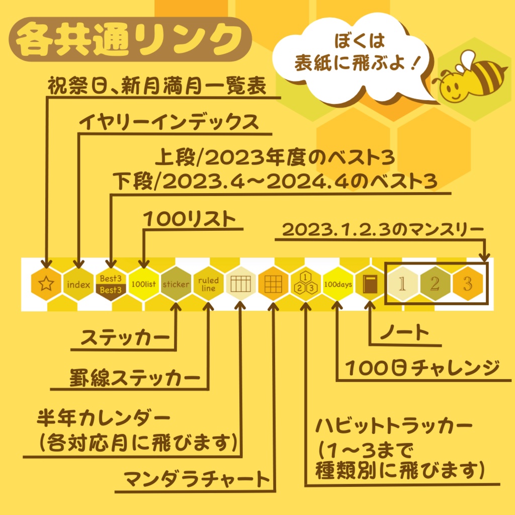 デジタルプランナー 【honey bee 2023】(Noteshelf版)