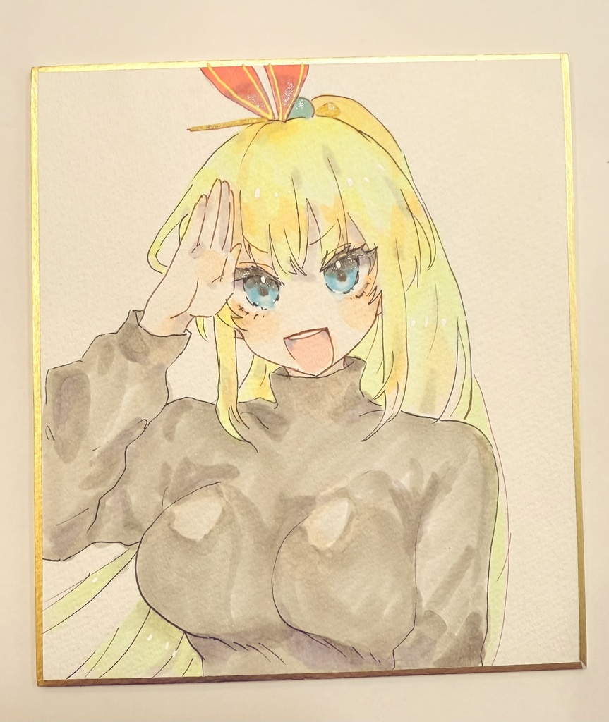 ヘブバン　手描きミニ色紙（13.6㎝×12㎝）　私服神崎