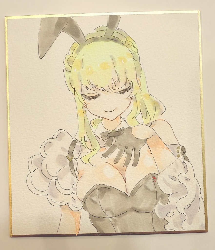 ヘブバン　手描きミニ色紙（13.6㎝×12㎝）　バニー東城つかさ