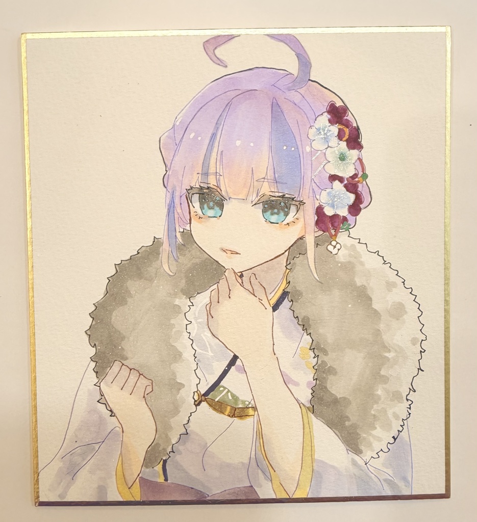 ヘブバン　手描きミニ色紙（13.6㎝×12㎝）　着物伊達