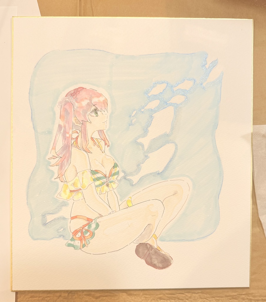 大色紙(27.3cm×24.2cm) 水着逢川めぐみ