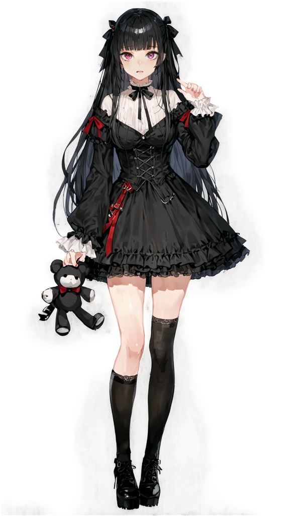 【立ち絵素材】病み系ゴシック少女(表情差分10種・商用利用可)