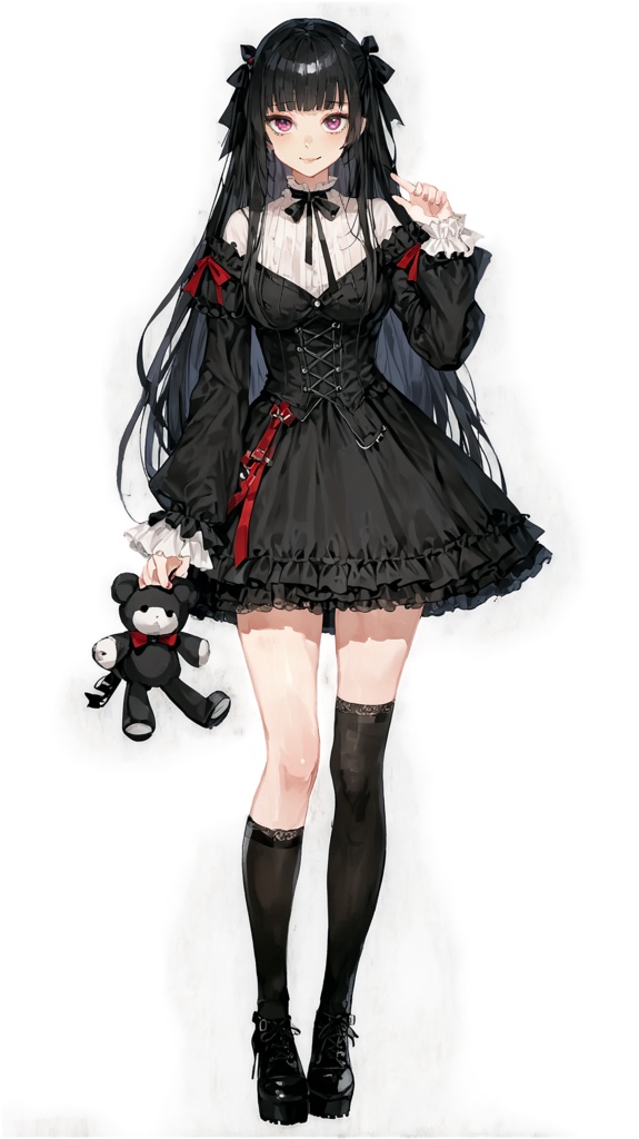 【立ち絵素材】病み系ゴシック少女(表情差分10種・商用利用可)