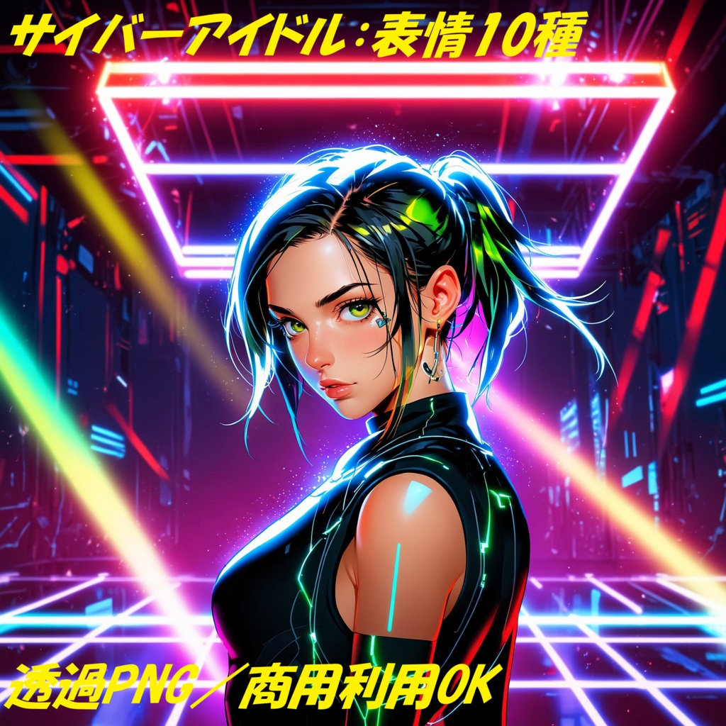 サイバーアイドルの立ち絵素材（表情10種）