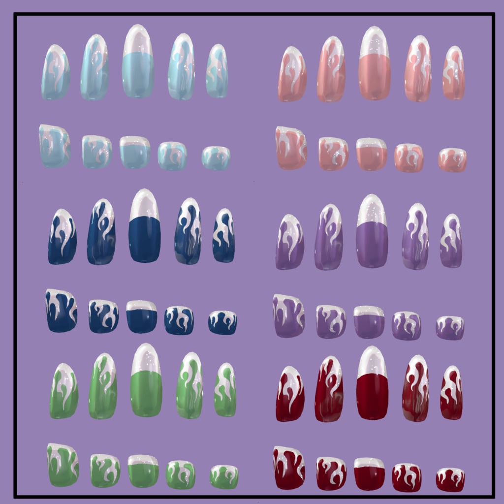 【MDollnail対応】ファイアフレンチネイル #HALO_xxx